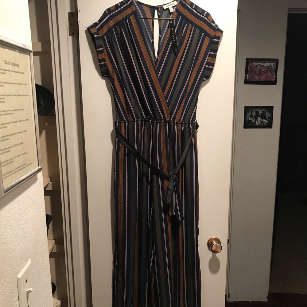 Monteau Striped Jumpsuit NWT